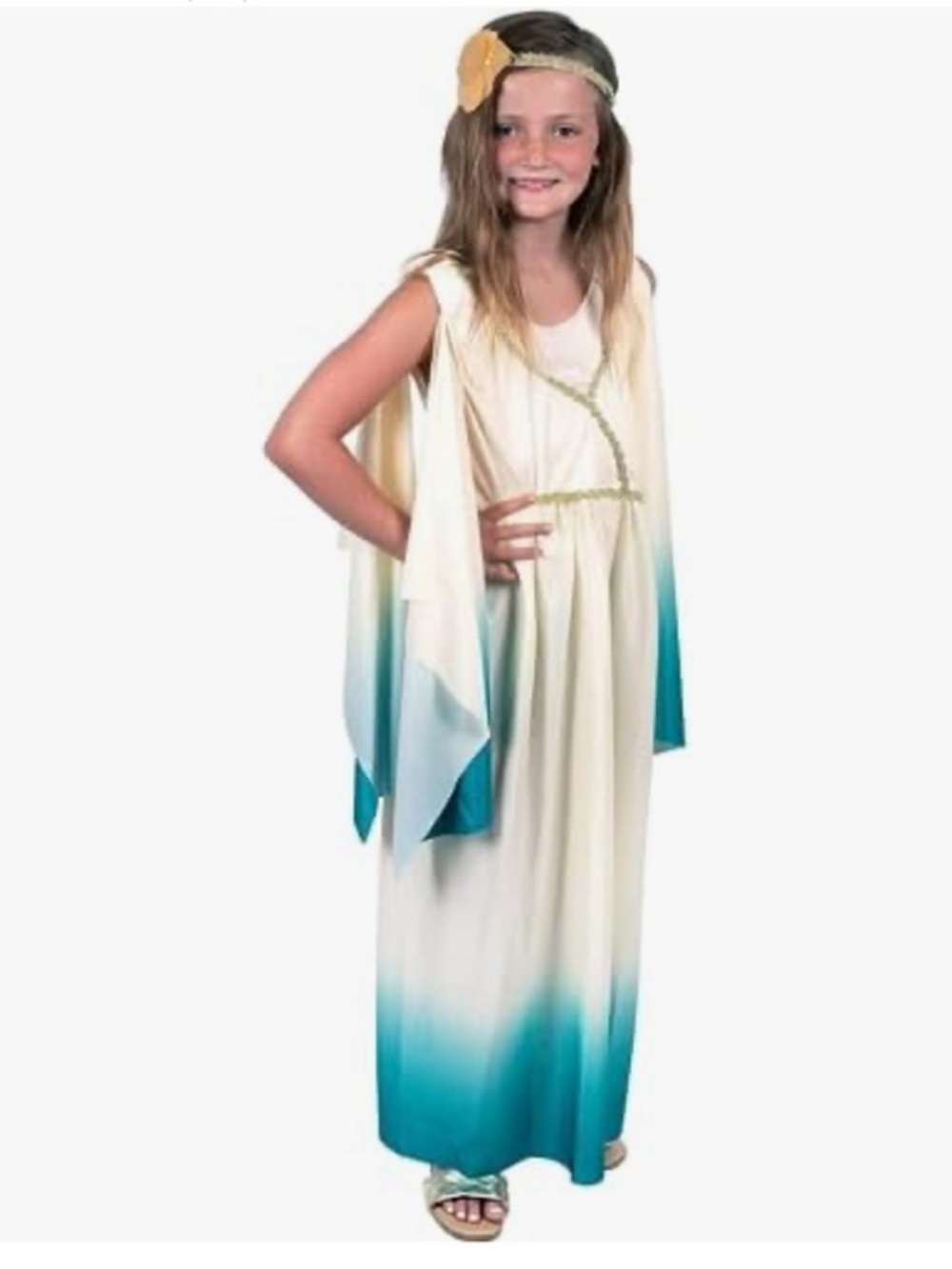 Kangaroo Athena Greek Goddess Halloween costume Dress with Gold Leaf Headpiece M